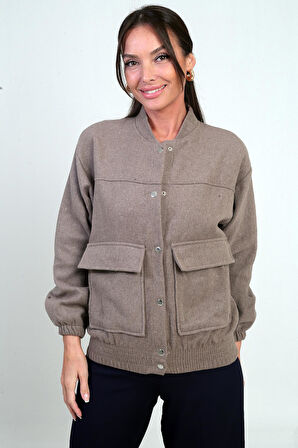 Beli Lastikli Torba Cepli Kaşe Bomber Mont