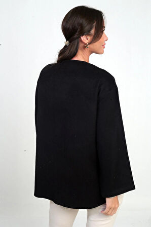 Kadın Önü Bağcıklı 3 İplik Kaşe Hırka