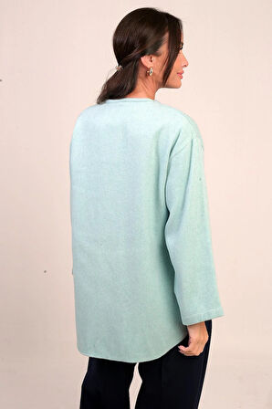 Kadın Önü Bağcıklı 3 İplik Kaşe Hırka