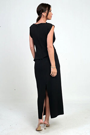 Kadın Önü Drapeli Midi Elbise