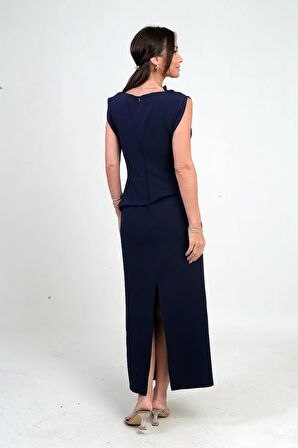 Kadın Önü Drapeli Midi Elbise