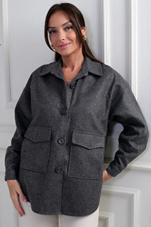 Kadın Önü Düğmeli Cepli Gömlek