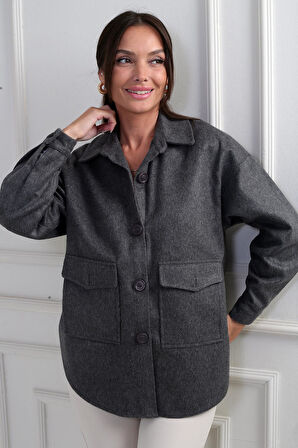 Kadın Önü Düğmeli Cepli Gömlek