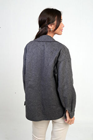 Kadın Önü Düğmeli Cepli Gömlek