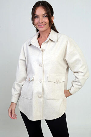 Kadın Önü Düğmeli Cepli Gömlek