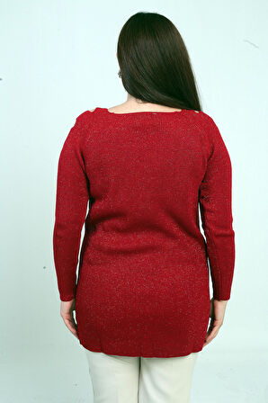 Omuz Dekolteli Büyük Beden Spor Tunik Kazak