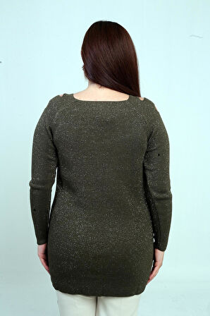 Omuz Dekolteli Büyük Beden Spor Tunik Kazak