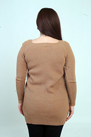 Omuz Dekolteli Büyük Beden Spor Tunik Kazak