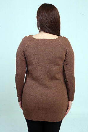 Omuz Dekolteli Büyük Beden Spor Tunik Kazak