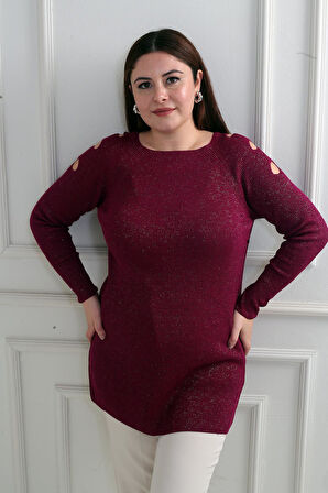 Omuz Dekolteli Büyük Beden Spor Tunik Kazak