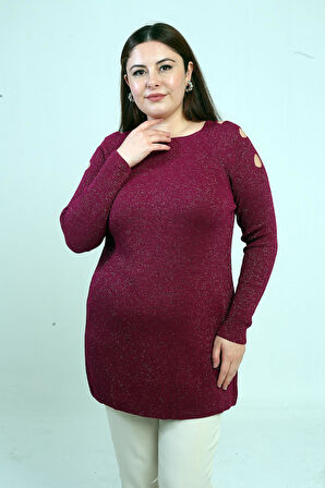 Omuz Dekolteli Büyük Beden Spor Tunik Kazak