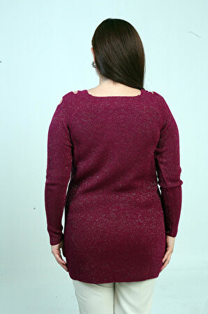 Omuz Dekolteli Büyük Beden Spor Tunik Kazak