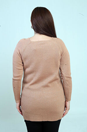 Omuz Dekolteli Büyük Beden Spor Tunik Kazak