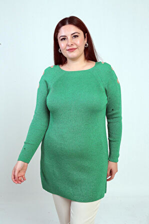 Omuz Dekolteli Büyük Beden Spor Tunik Kazak