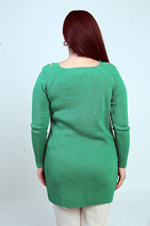 Omuz Dekolteli Büyük Beden Spor Tunik Kazak