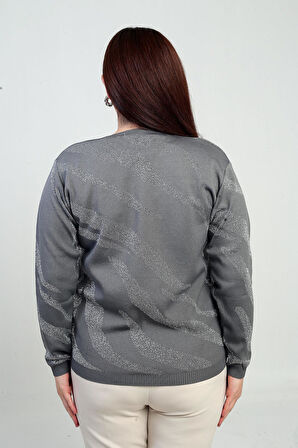 V Yaka Simli Zebra Desen Büyük Beden Bluz