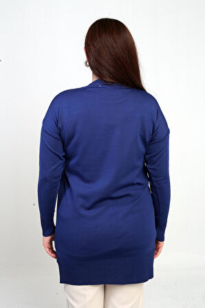 Kadın Kolları Düğme Detaylı Büyük Beden Tunik Bluz