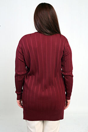 Kadın Yanı Taş Detaylı Büyük BedenTunik Bluz