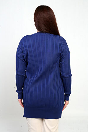 Kadın Yanı Taş Detaylı Büyük BedenTunik Bluz