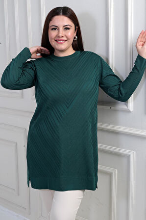 Kadın Yuvarlak Yaka Büyük Beden Tunik Bluz