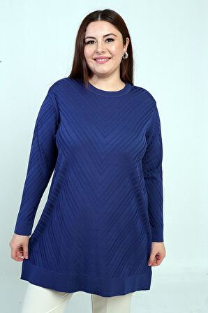 Kadın Yuvarlak Yaka Büyük Beden Tunik Bluz