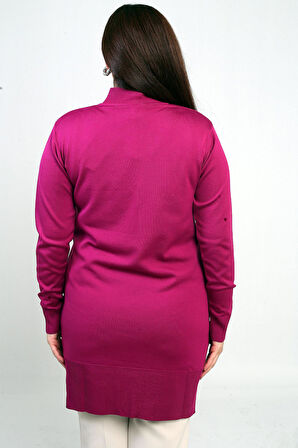 Kadın Önü Yarım Fermuarlı Büyük Beden Tunik Bluz