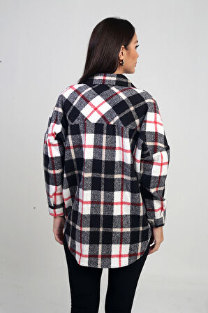 Kadın Torba Cepli Ekose Gömlek