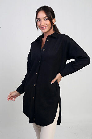 Kadın Yanları Yırtmaçlı Kırçıllı Tunik Gömlek