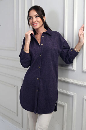 Kadın Yanları Yırtmaçlı Kırçıllı Tunik Gömlek