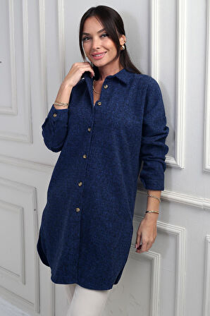 Kadın Yanları Yırtmaçlı Kırçıllı Tunik Gömlek