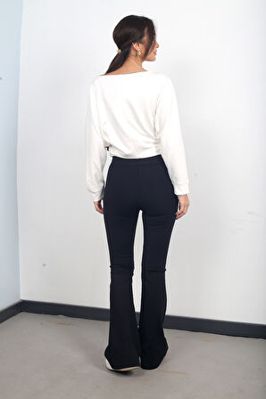 Kadın Beli Lastikli Dalgıç İspanyol Paça Pantolon