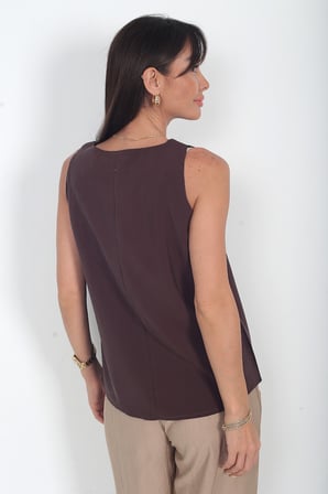 Kadın V Yaka Pervazlı İtalyan Cotton Lyocell Bluz