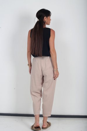 Kadın Beli Lastikli Cepli İtalyan Cotton Lyocell Şalvar Pantolon
