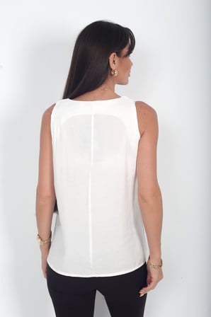 Kadın V Yaka Pervazlı İtalyan Cotton Lyocell Bluz