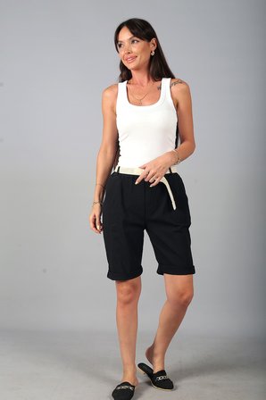 Kadın Beli Lastikli Cepli Likralı İtalyan Cotton Şort
