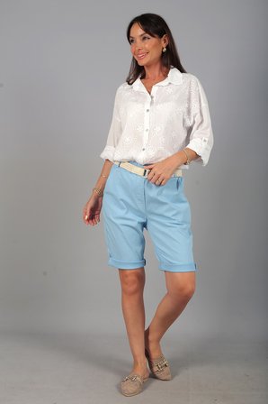 Kadın Beli Lastikli Cepli Likralı İtalyan Cotton Şort
