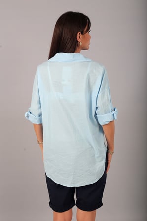 Kadın İtalyan Cotton Şal Desen Nakış İşlemeli Gömlek