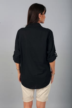 Kadın İtalyan Cotton Mini Çiçek Nakış İşlemeli Gömlek
