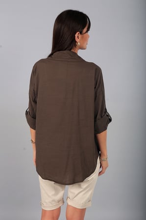 Kadın İtalyan Cotton Mini Çiçek Nakış İşlemeli Gömlek