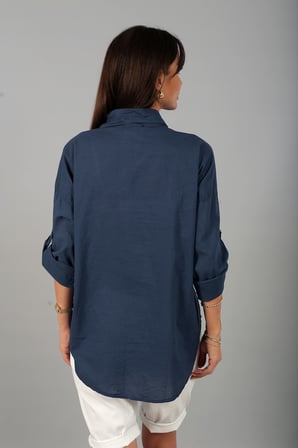 Kadın İtalyan Cotton Mini Çiçek Nakış İşlemeli Gömlek