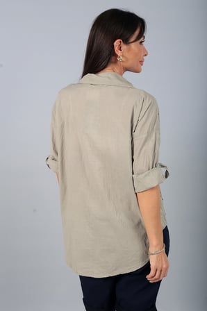 Kadın İtalyan Cotton Mini Çiçek Nakış İşlemeli Gömlek