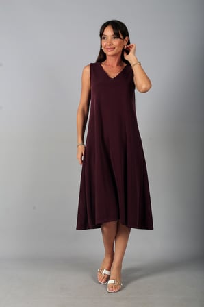 Kadın V Yaka Ön Pervazlı Pike Kumaş Kolsuz Oversize Midi Elbise