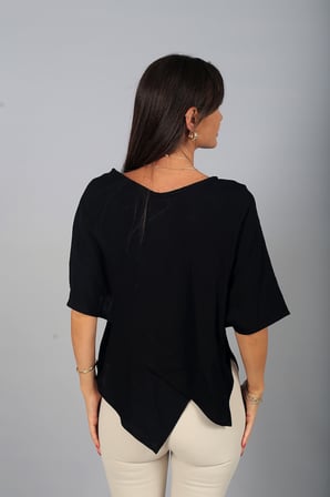 Kadın Asimetrik Kesim Cotton Pelerin Bluz