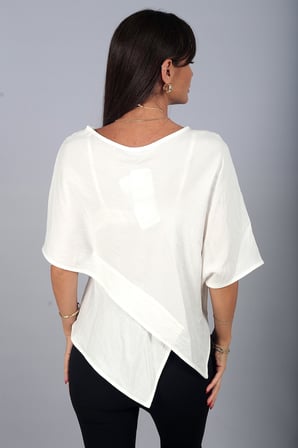 Kadın Asimetrik Kesim Cotton Pelerin Bluz