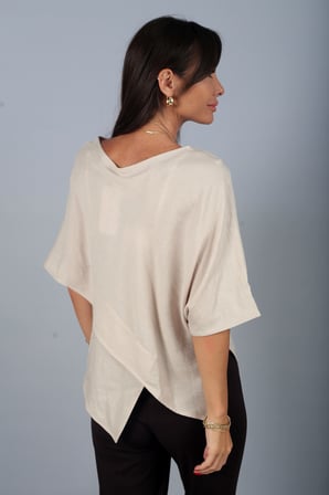 Kadın Asimetrik Kesim Cotton Pelerin Bluz