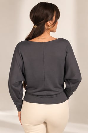 Kadın Kayık Yaka Uzun Yarasa Kollu Modal Sweat