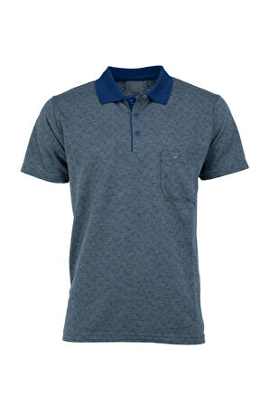 Oppland Erkek Polo Yaka Şık Desenli Cepli Kısa Kol Tam Kalıp Premium Pamuklu Jakarlı Kumaş T-Shirt