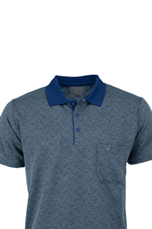 Oppland Erkek Polo Yaka Şık Desenli Cepli Kısa Kol Tam Kalıp Premium Pamuklu Jakarlı Kumaş T-Shirt