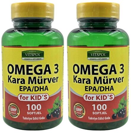 Vitapol Omega 3 Çocuk Balık Yağı Kara Mürver 2x100 Softgel For Kid's Çocuklar İçin
