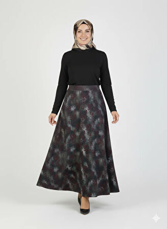 Oppland Kadın Anne Çan Etek Soft Dokulu iç Göstermez Zahmetsiz Desenli Dökümlü Tam Kalıp